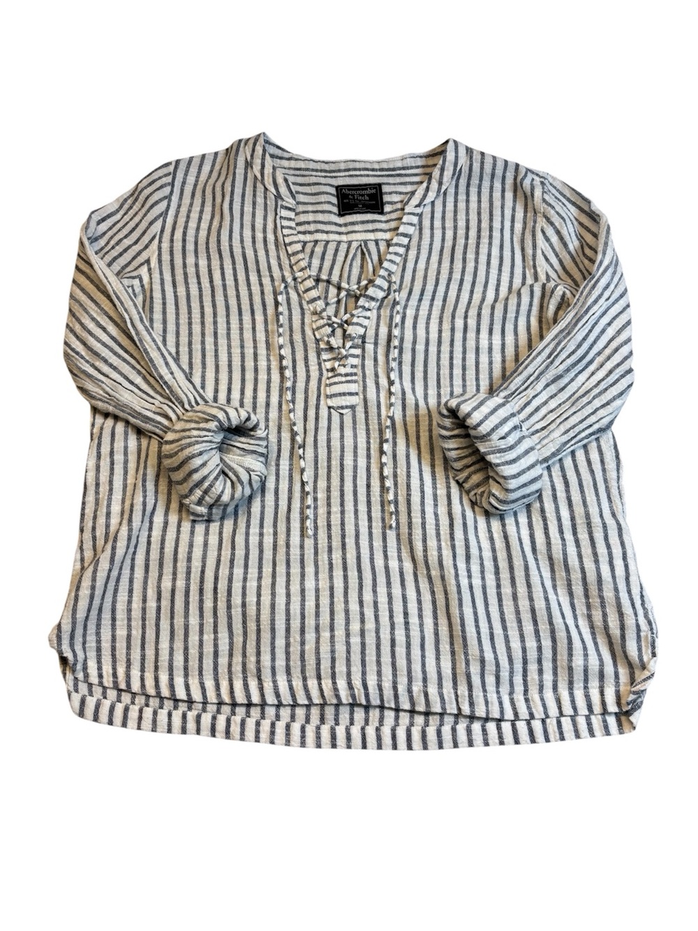Abercrombie & Fitch Striped Cotton Top Medium Boho Coastal Tie Detail